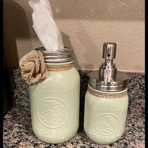 Golden Harvest Mason jar vanity set